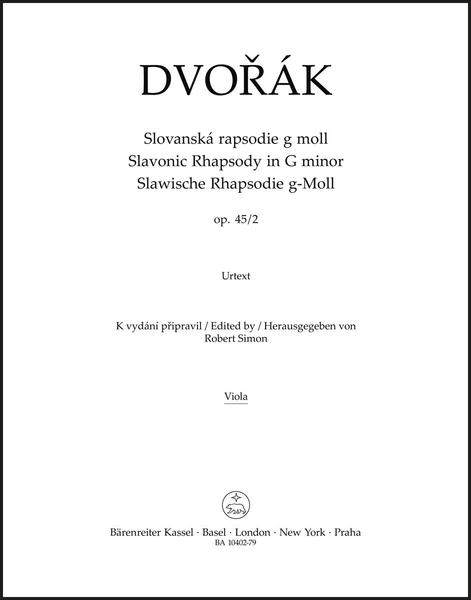 Dvořák: Slavonic Rhapsody in G Minor, B. 86, Op. 45, No. 2