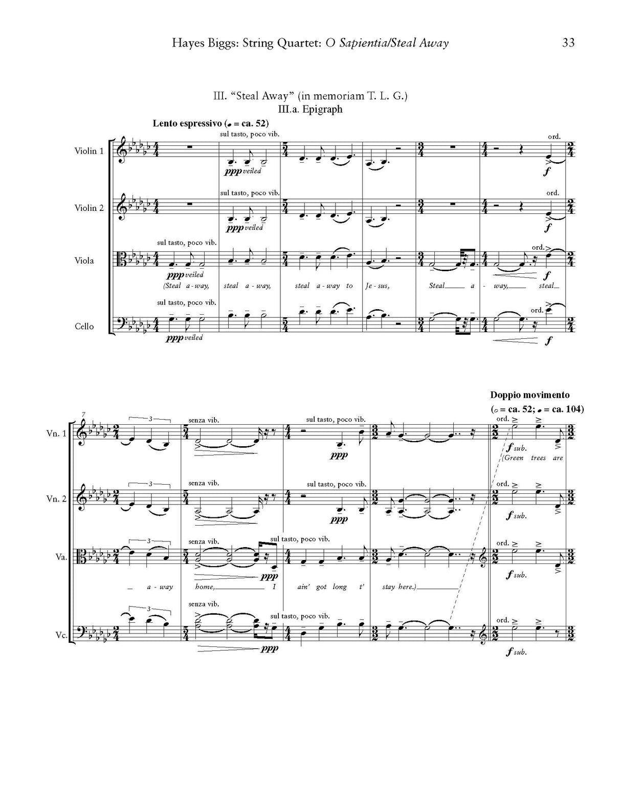 H. Biggs: String Quartet No. 1