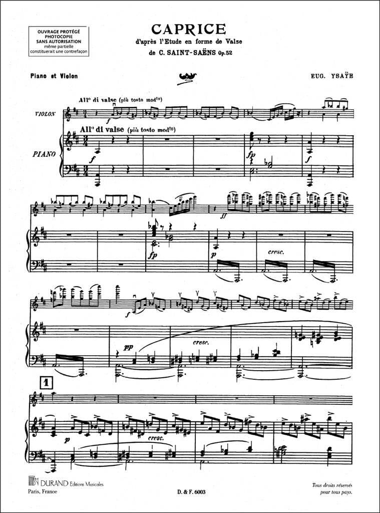 Saint-Saëns/Ysaÿe: Caprice after "Étude en forme de valse", Op. 52, No. 6