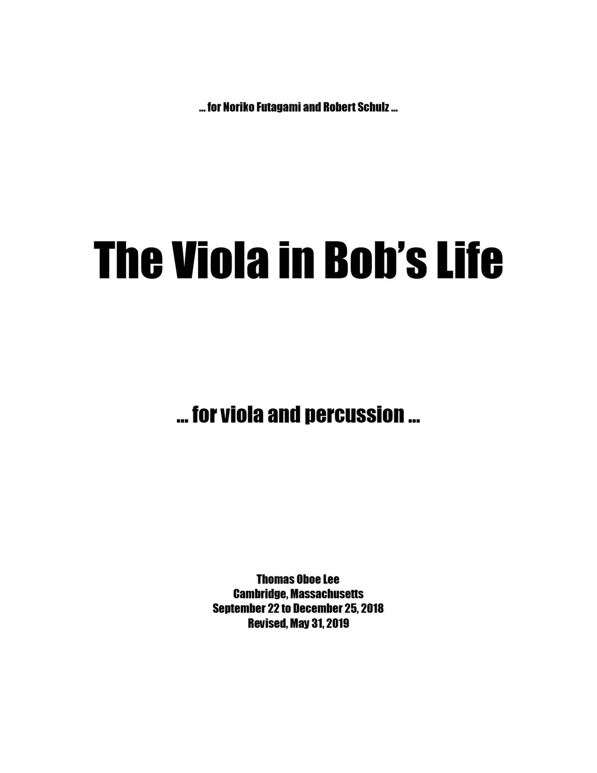 T.O. Lee: The Viola in Bob's Life