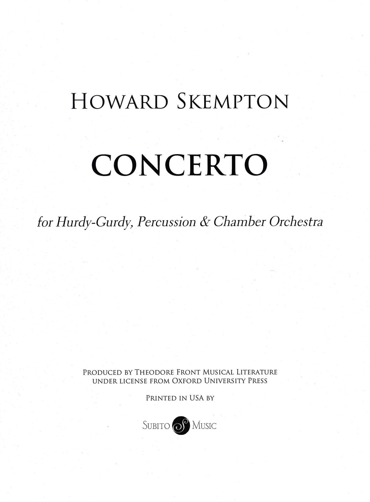 Skempton: Concerto for Hurdy-Gurdy & Percussion