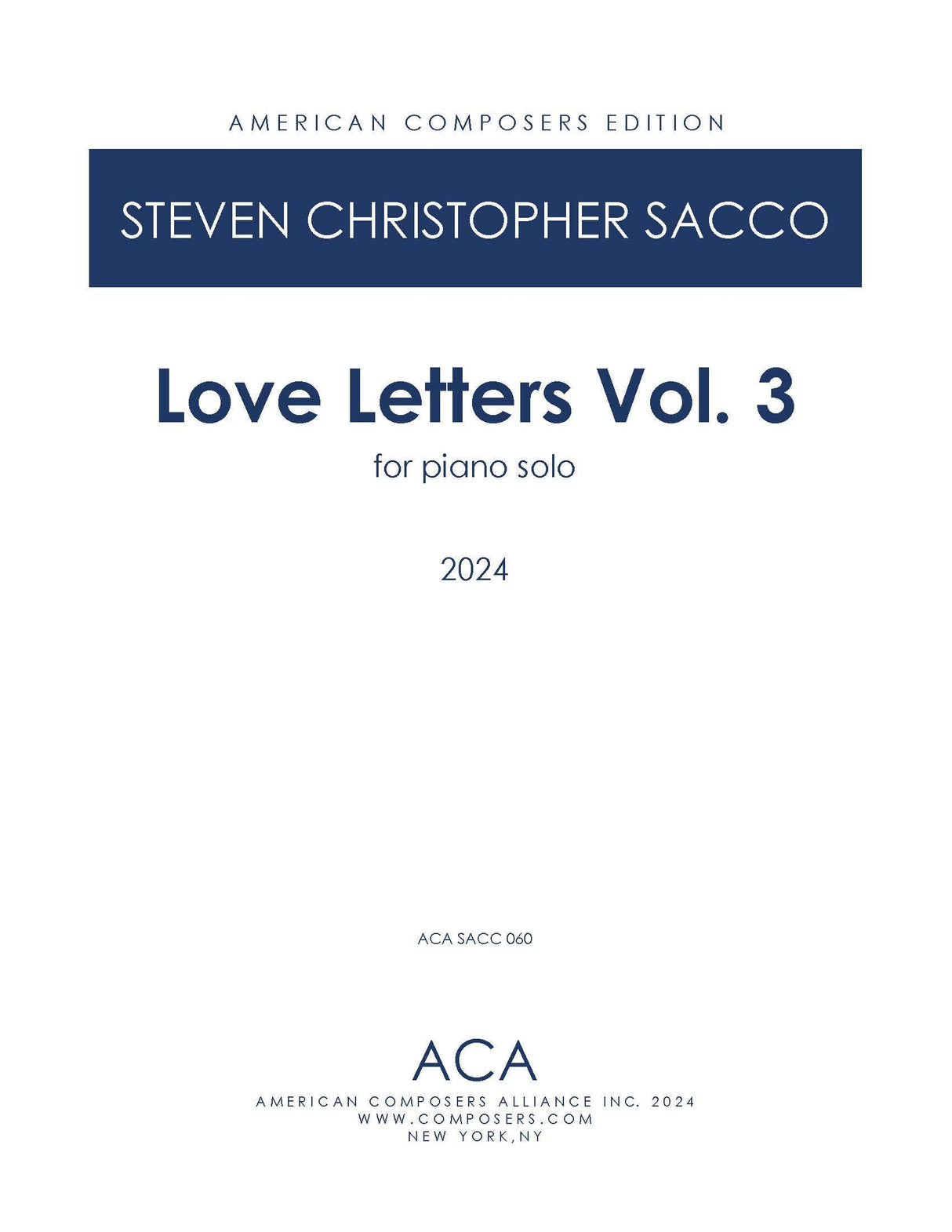 Sacco: Love Letters - Volume 3