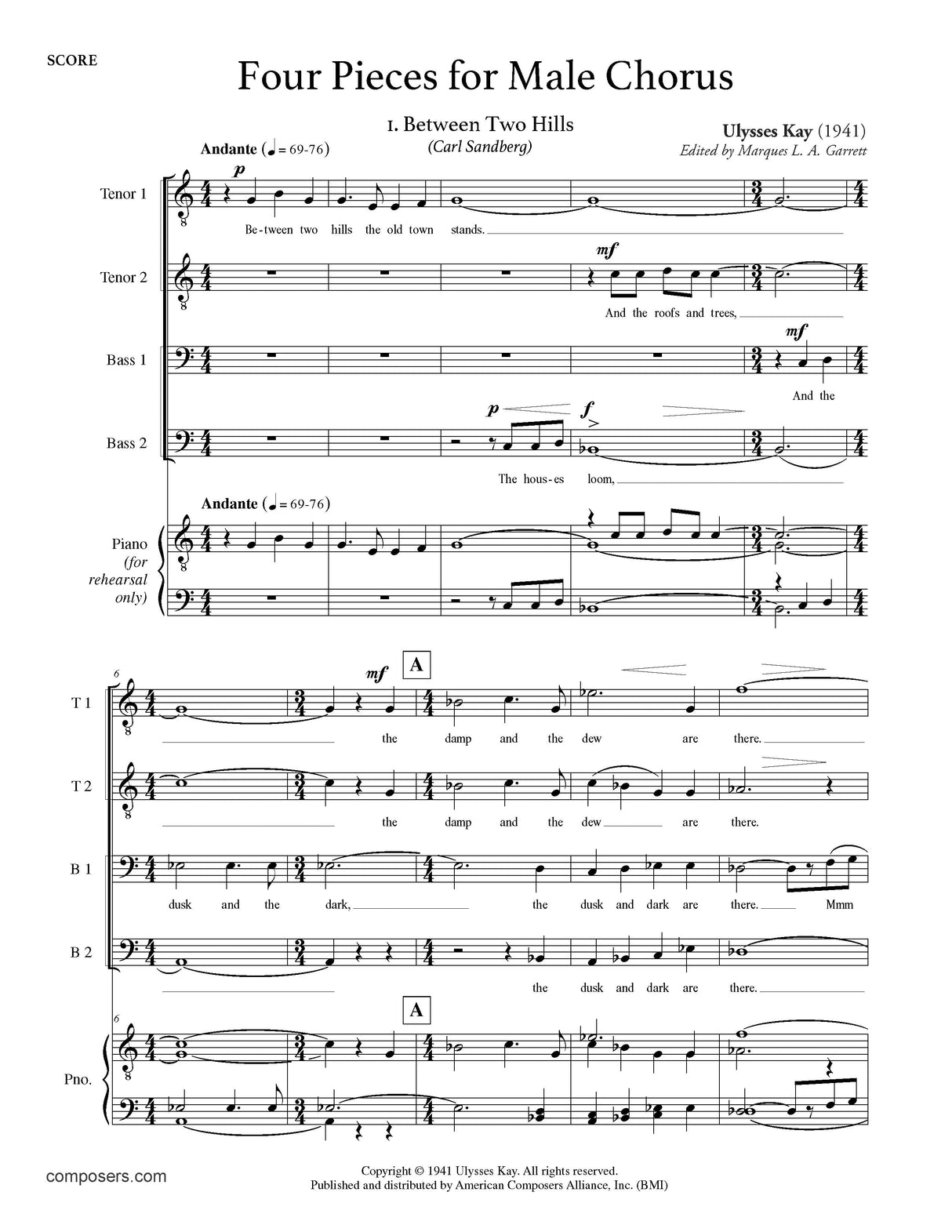 Kay: Four Pieces for Male Chorus