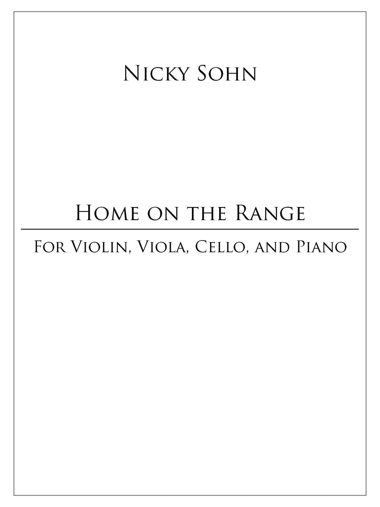 Sohn: Home on the Range