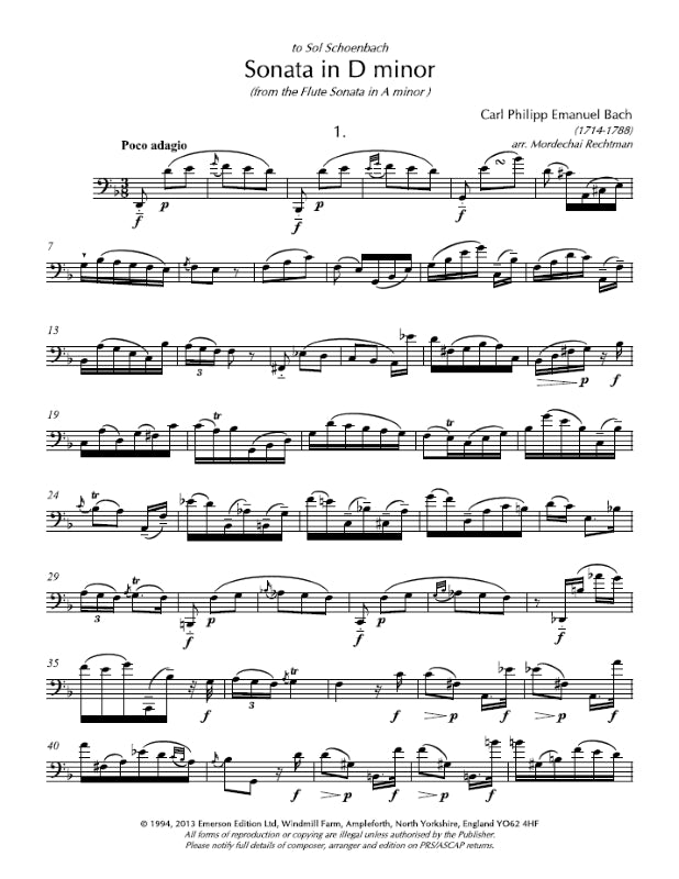 C.P.E. Bach: Sonata in D Minor (arr. for bassoon)