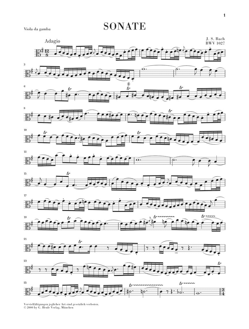 Bach: 3 Gamba (Cello) Sonatas, BWV 1027-1029