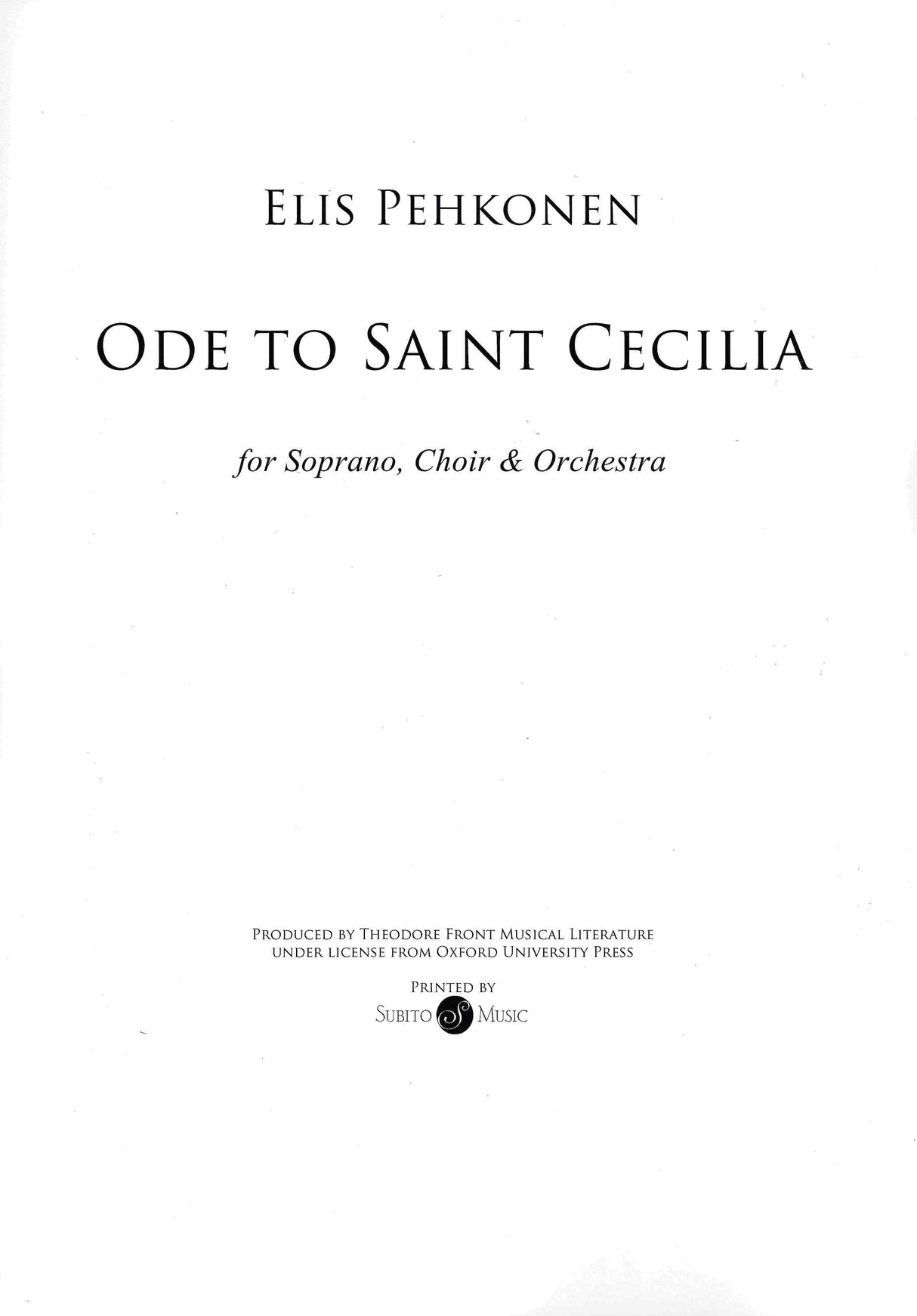Pehkonen: Ode to St Cecilia