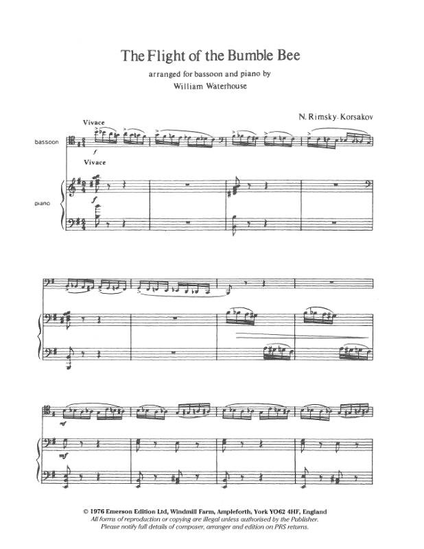 Rimsky-Korsakov: The Flight of the Bumblebee (arr. for bassoon & piano)