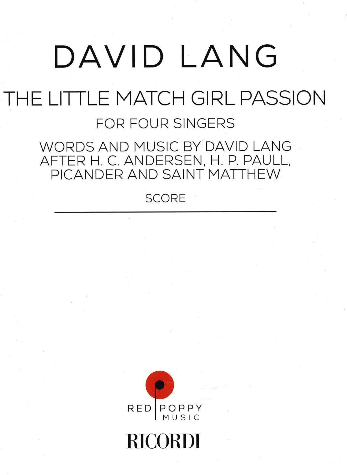 Lang: the little match girl passion (Version for 4 Voices)