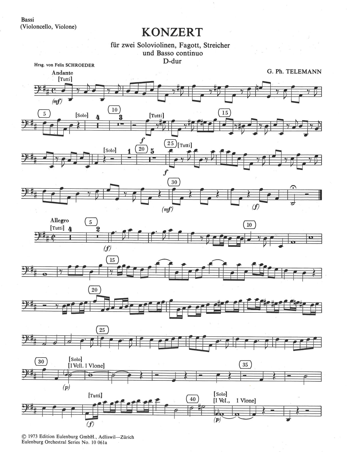 Telemann: Concerto for 2 Violins, Bassoon and String Orchestra, TWV 53:D4