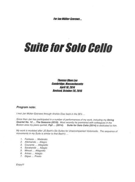 T.O. Lee: Suite for Solo Cello