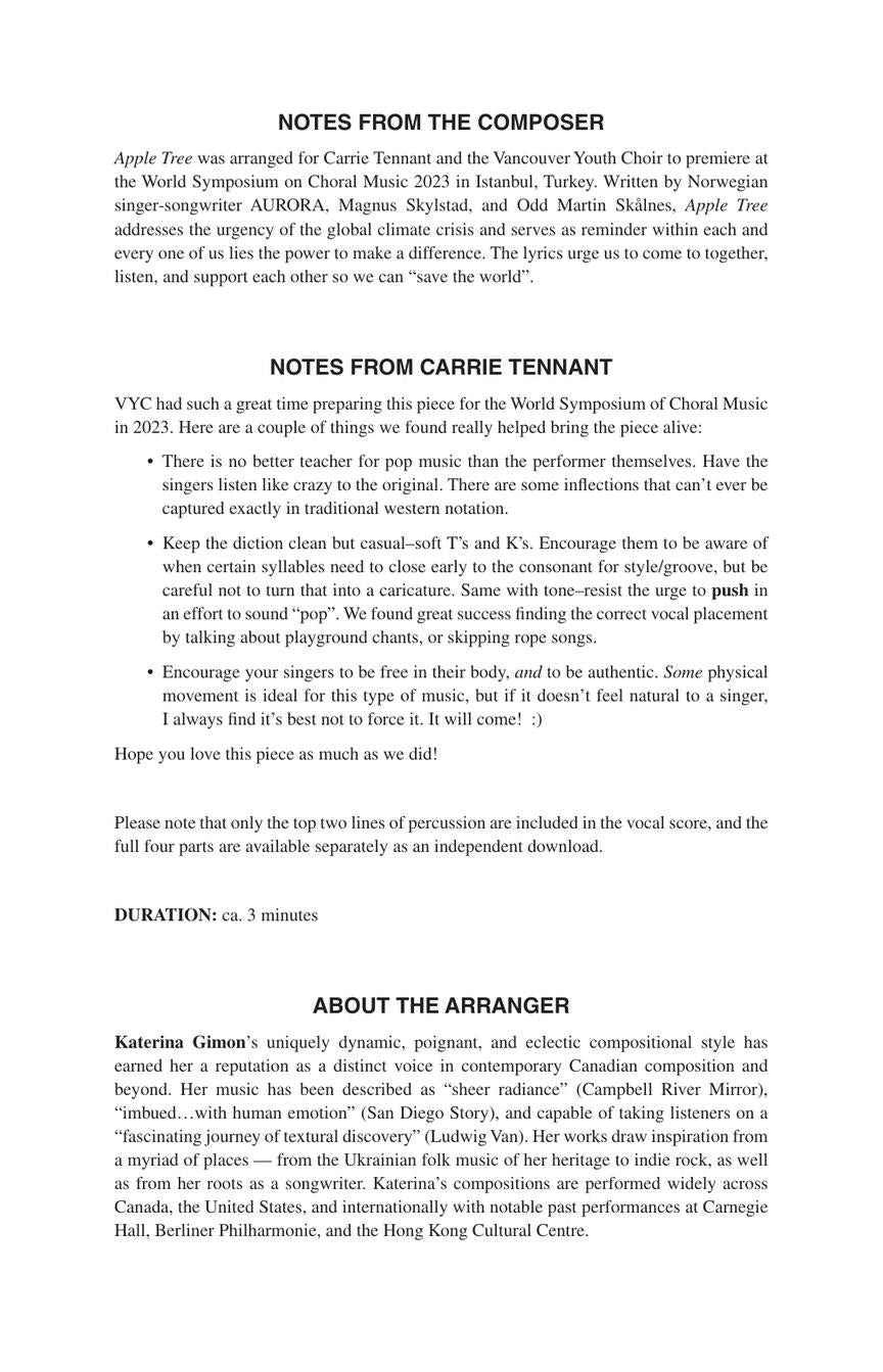 Apple Tree (arr. for SSAA)