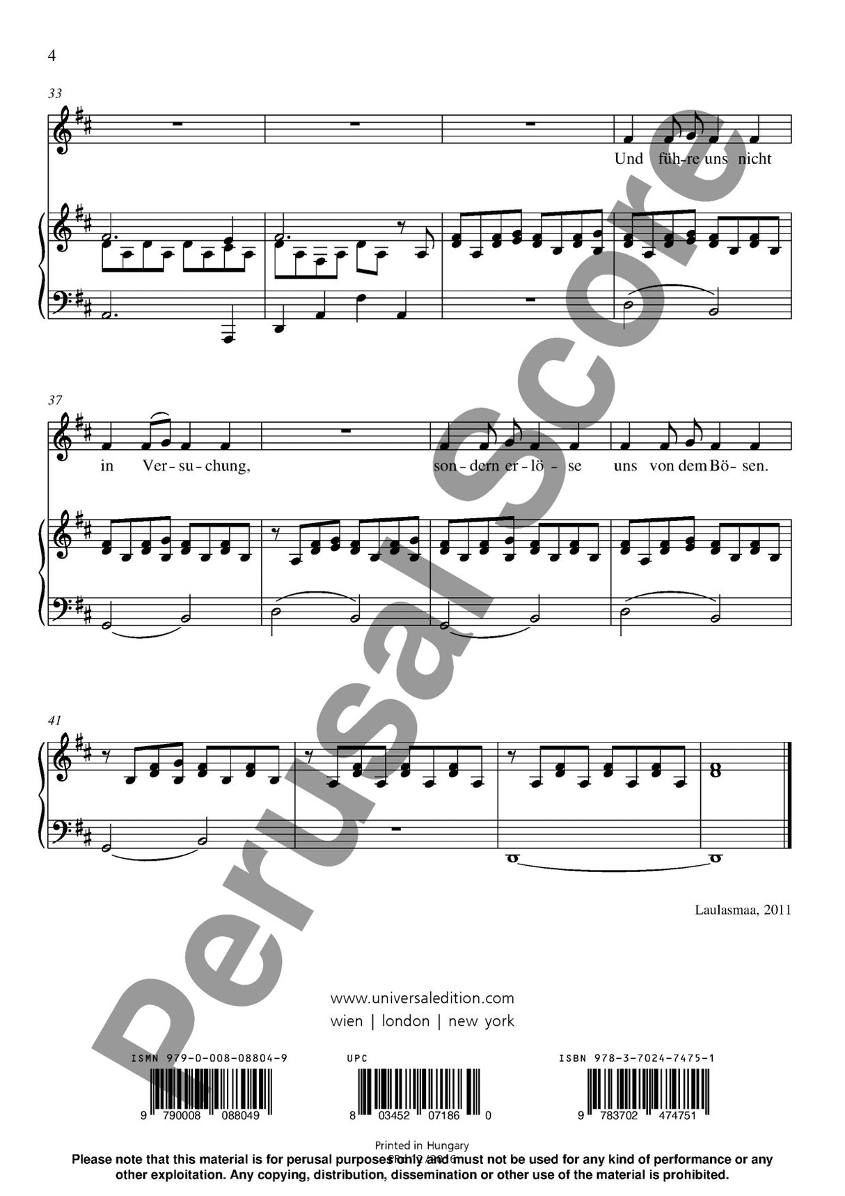 Pärt: Vater unser (arr. for children's choir & piano)
