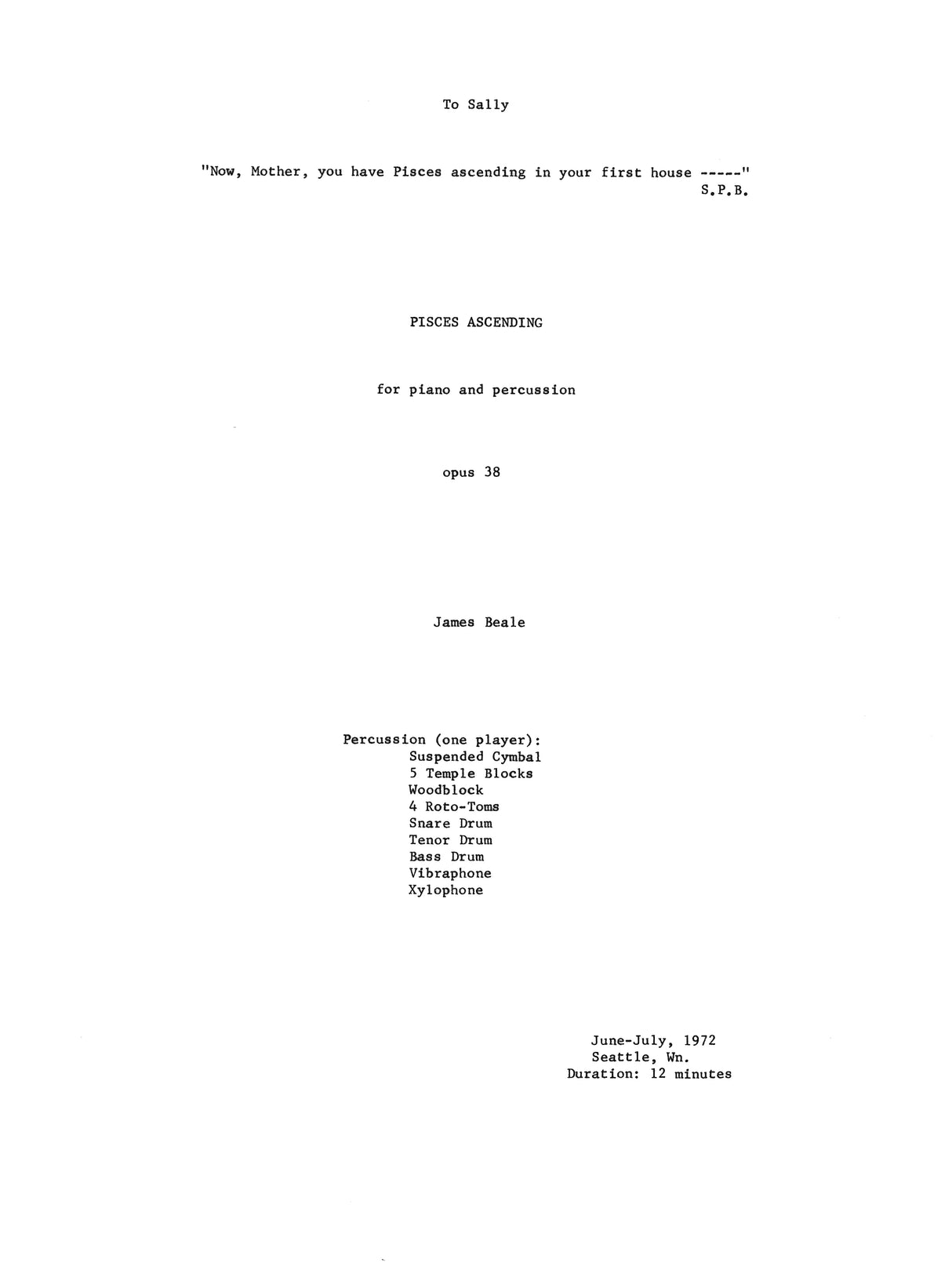 Beale: Pisces Ascending, Op. 38