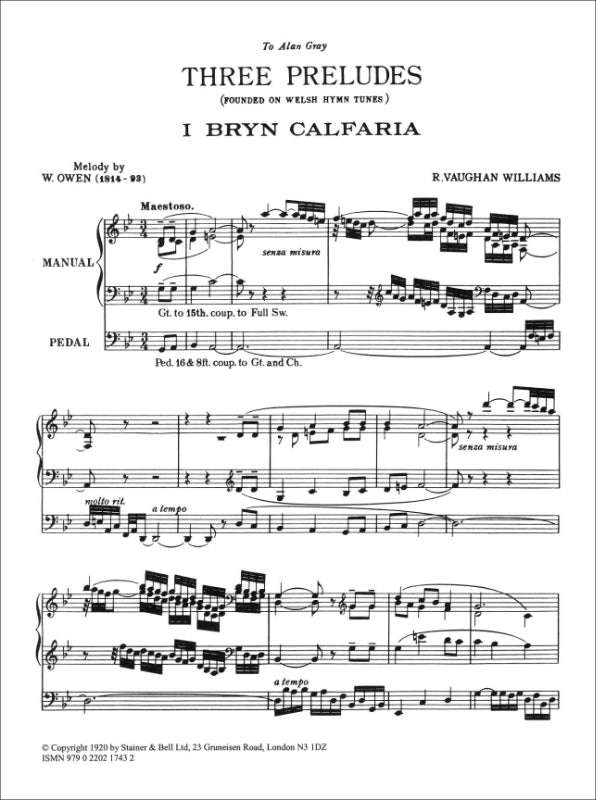 Vaughan Williams: 3 Preludes founded on Welsh Hymn Tunes