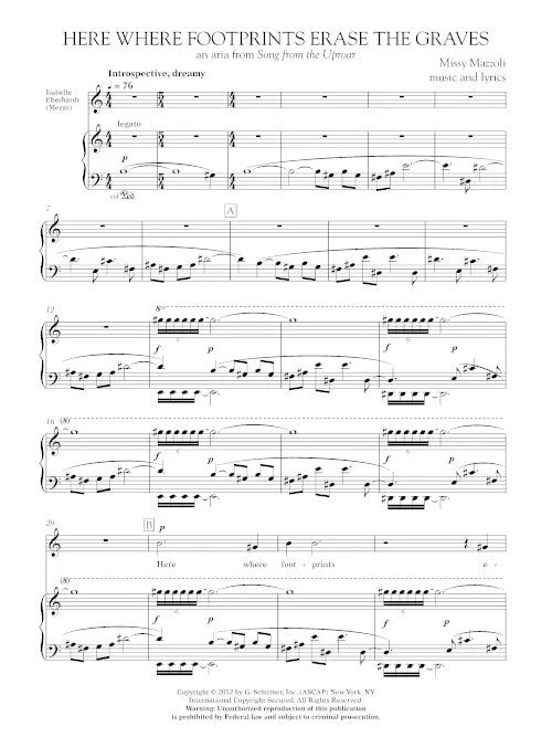 Mazzoli: Here Where Footprints Erase the Graves (Version for Mezzo & Piano)