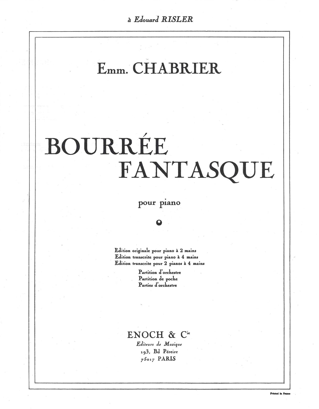 Chabrier: Bourrée Fantasque