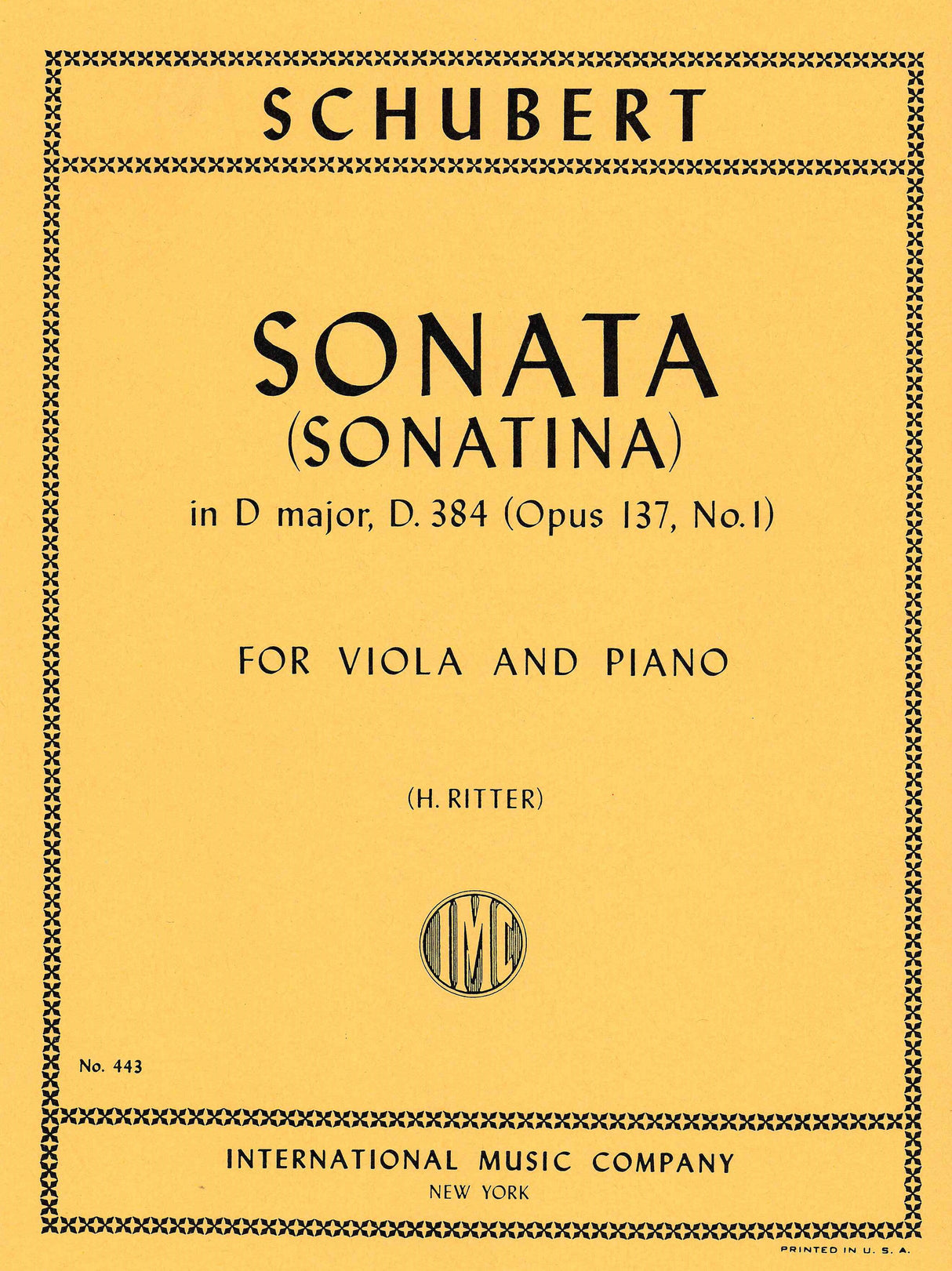 Schubert: Sonatina in D Major, D 384 (arr. for viola & piano)