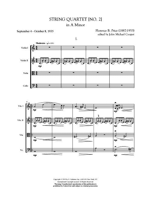 Price: String Quartet No. 2 in A Minor