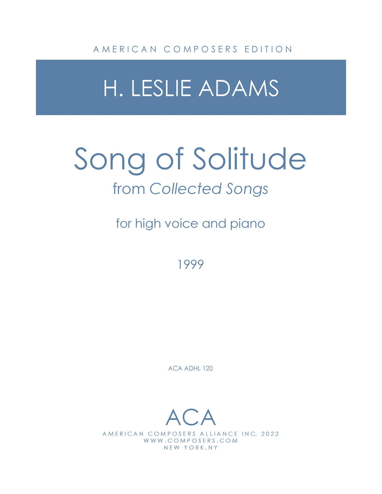 H.L. Adams: Song of Solitude