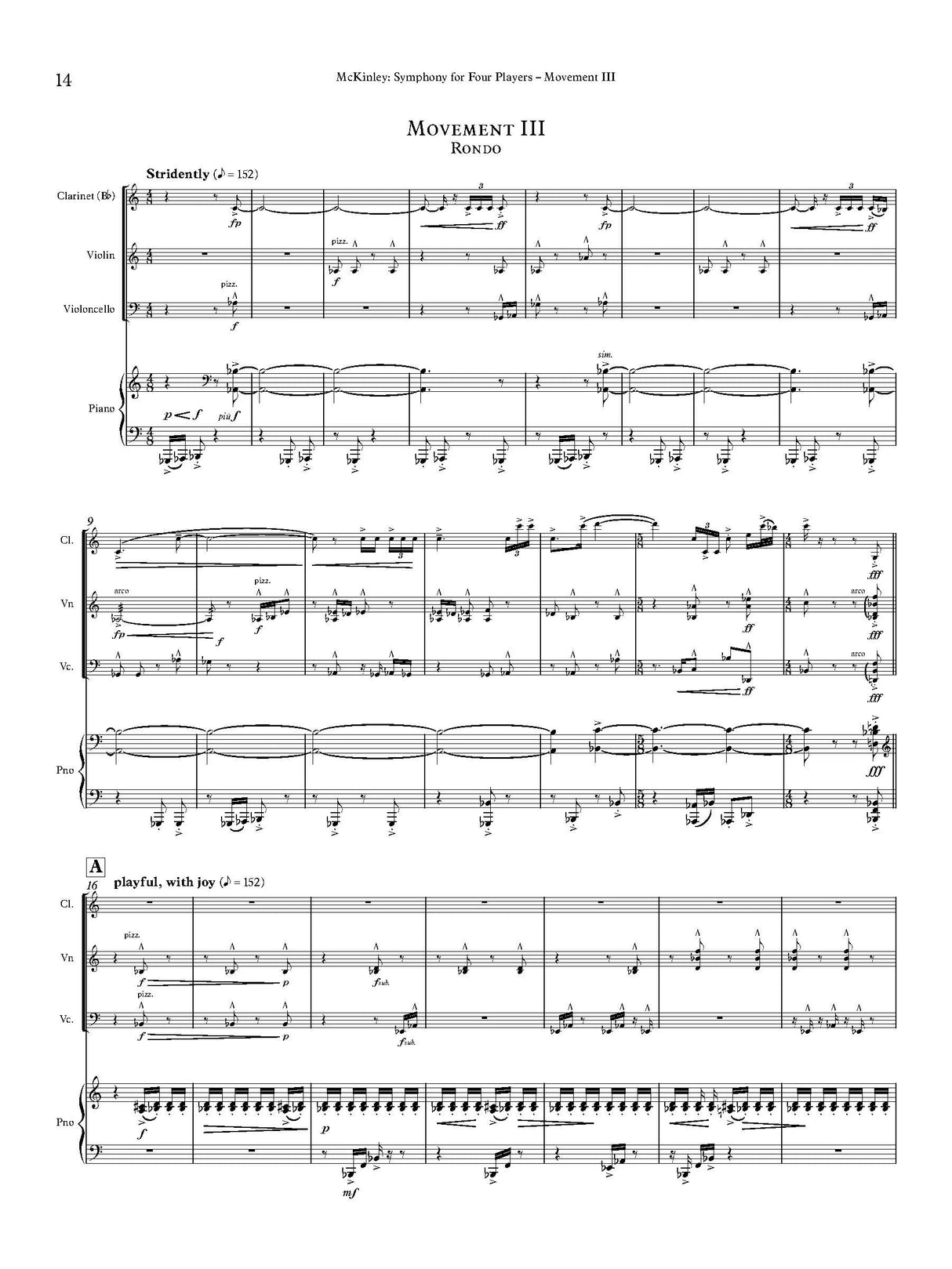 McKinley: Symphony No. 1 for Four Players, Op. 21