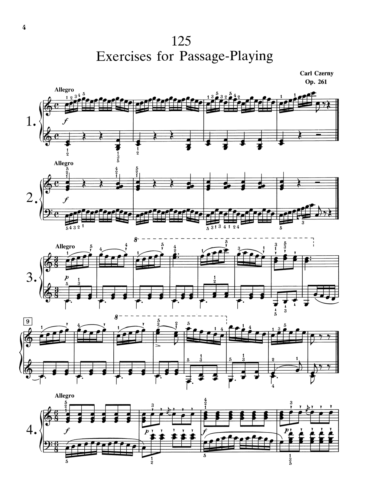 Czerny: 125 Exercises for Passage Playing, Op. 261