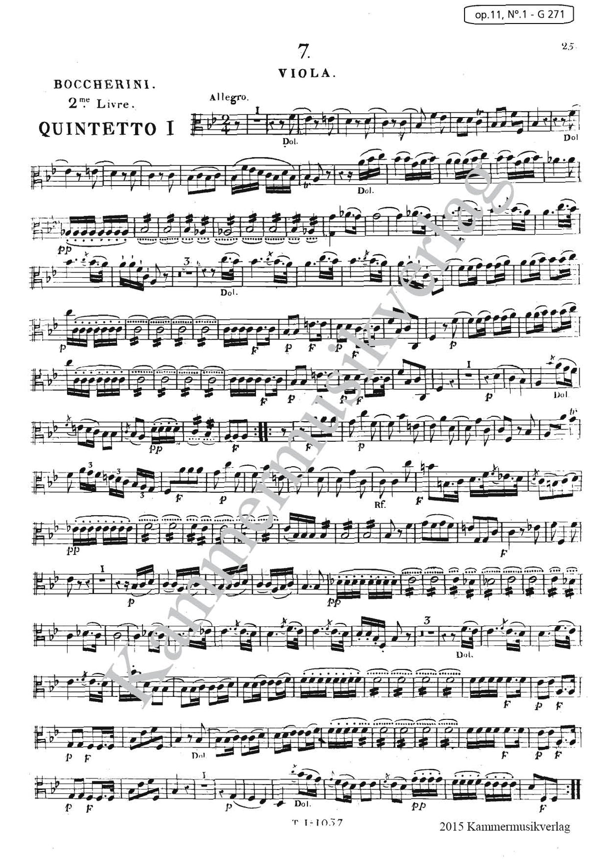 Boccherini: 6 String Quintets, G 271-276, Op. 11, Nos. 1-6