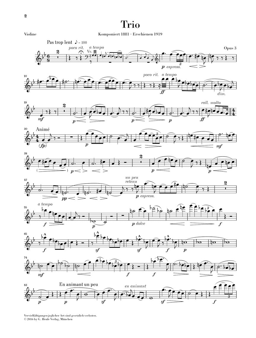 Chausson: Piano Trio in G Minor, Op. 3