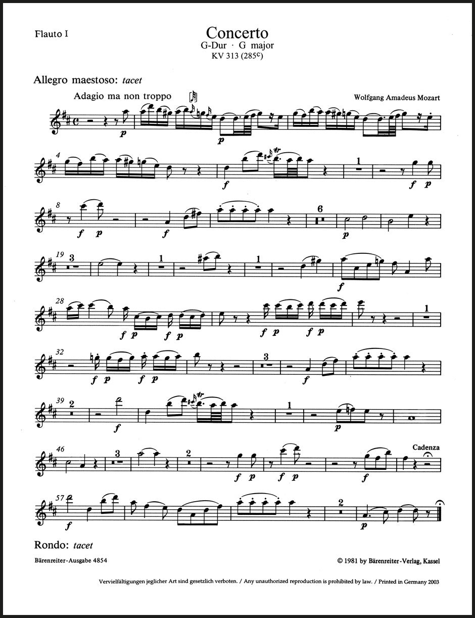 Mozart: Flute Concerto No. 1 in G Major, K. 313 (285c)