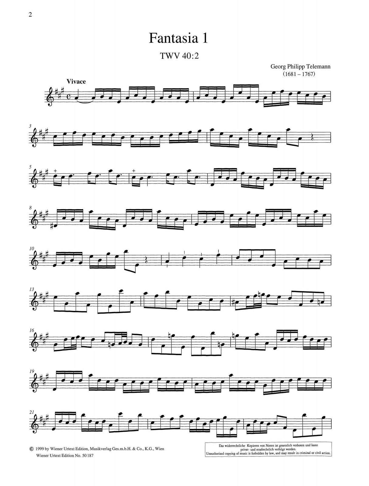 Telemann: 12 Fantasias for Solo Flute, TWV 40:2-13