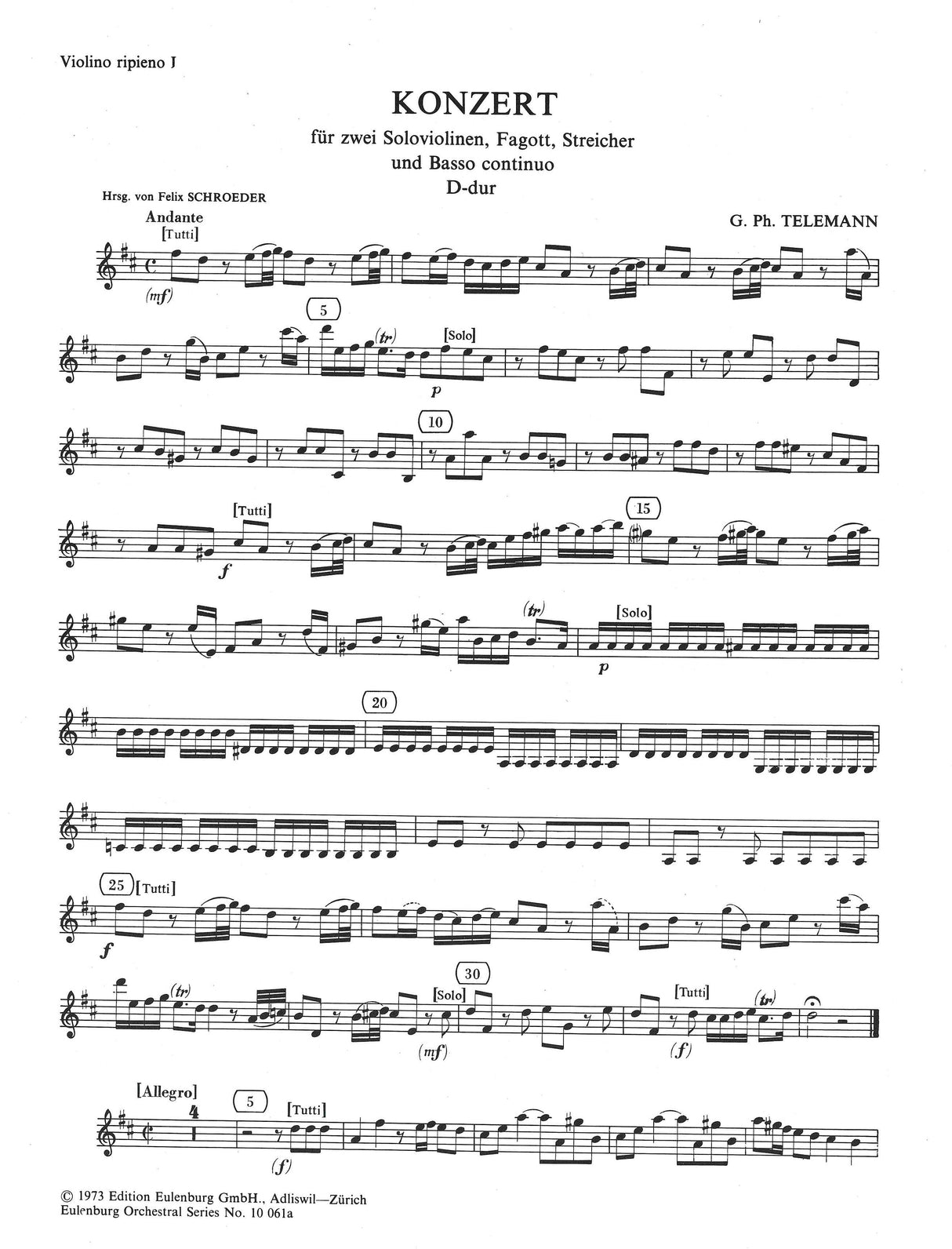 Telemann: Concerto for 2 Violins, Bassoon and String Orchestra, TWV 53:D4