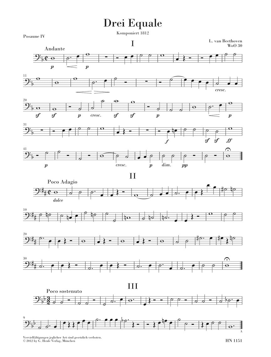 Beethoven: Three Equali for Four Trombones, WoO 30