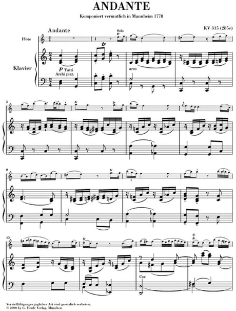 Mozart: Andante in C Major, K. 315 (285e)