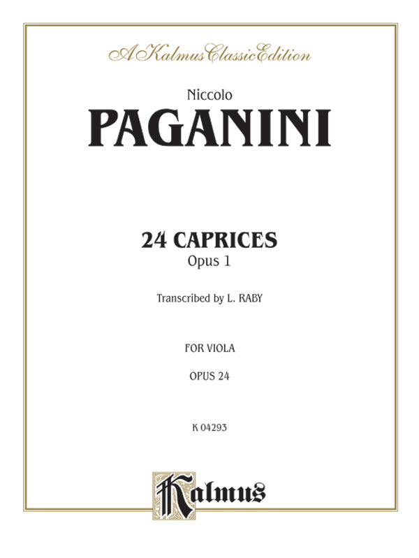 Paganini: 24 Caprices, Op. 1 (transc. for viola)