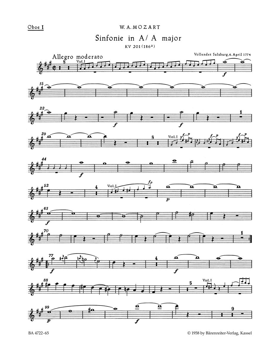 Mozart: Symphony No. 29 in A Major, K. 201 (186a)