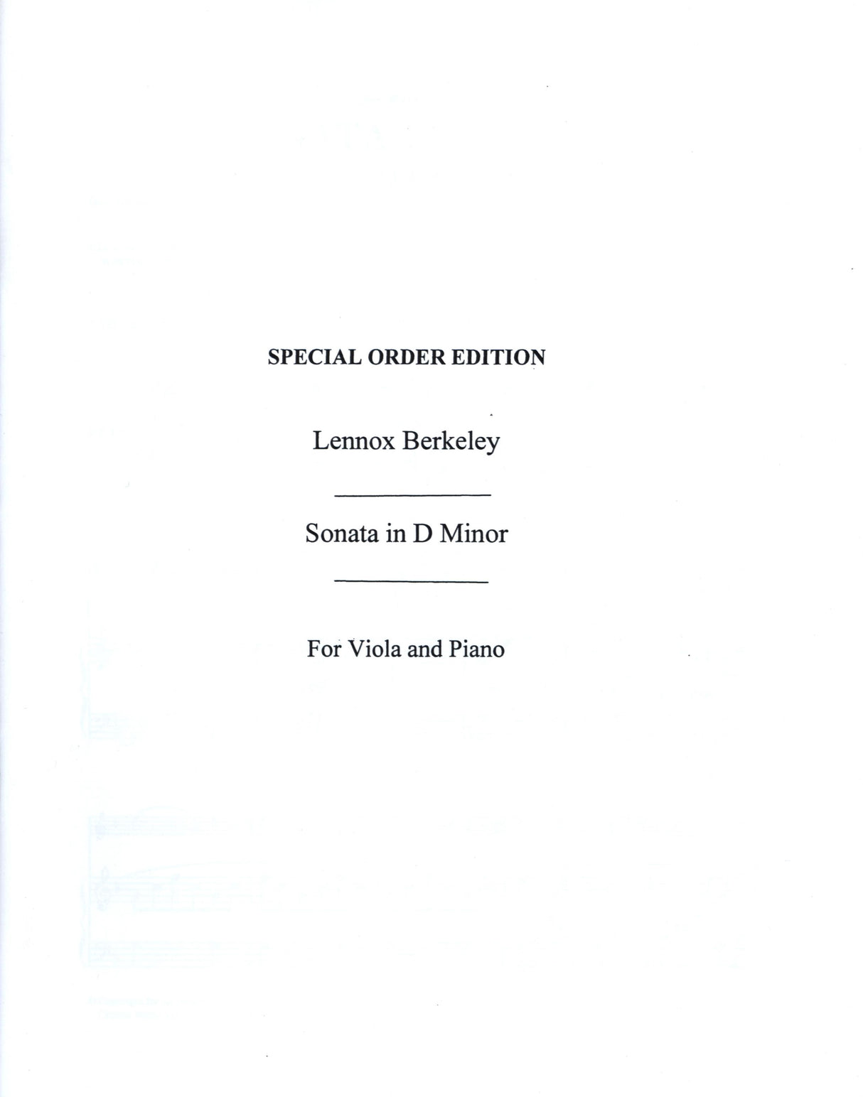 Berkeley: Viola Sonata in D Minor, Op. 22