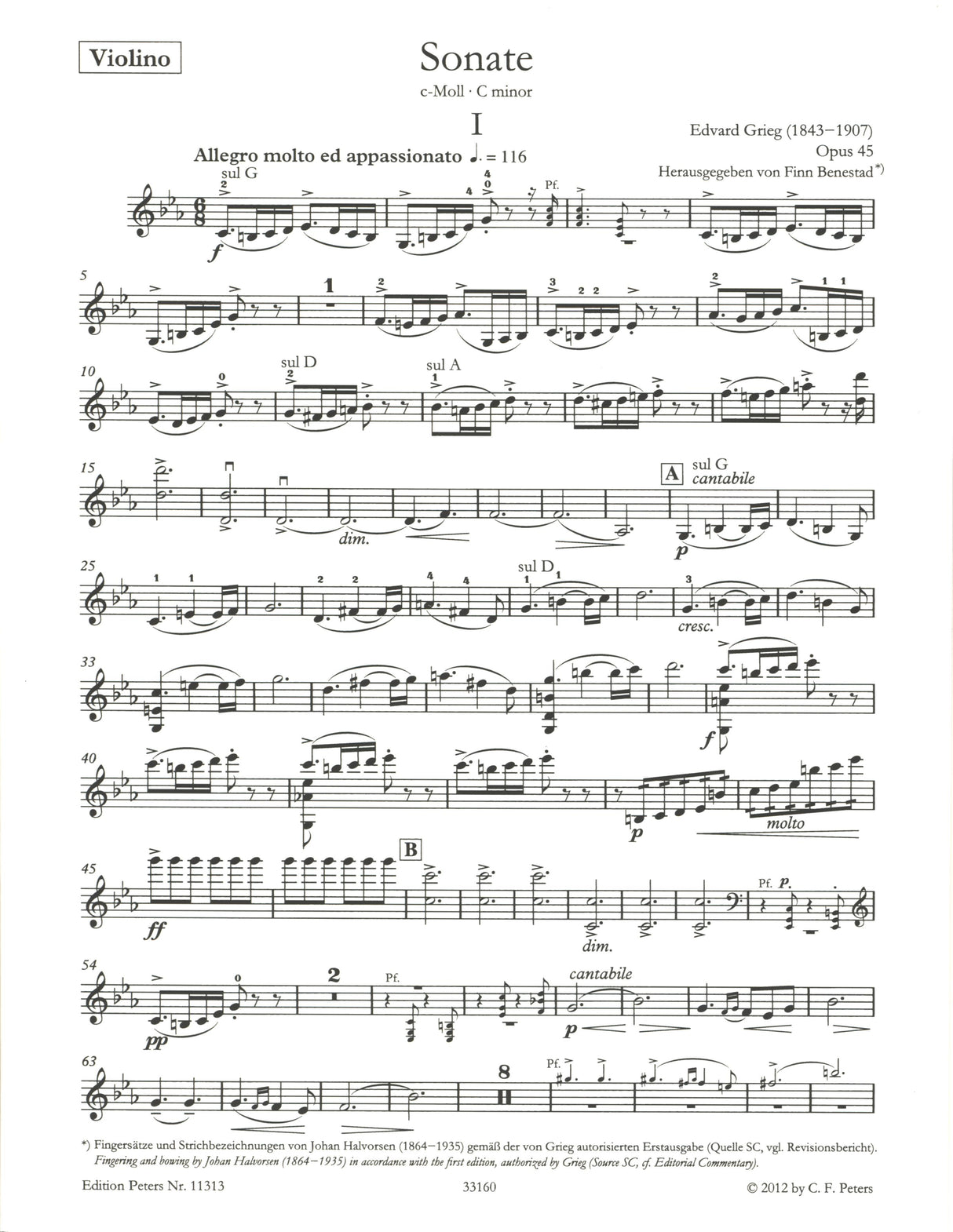 Grieg: Violin Sonata No. 3 in C Minor, Op. 45