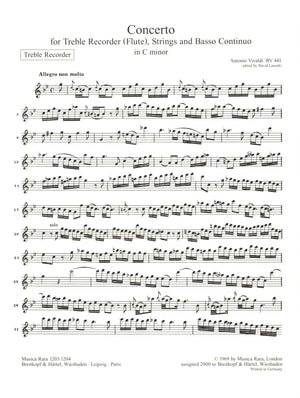 Vivaldi: Recorder (Flute) Concerto in C Minor, RV 441