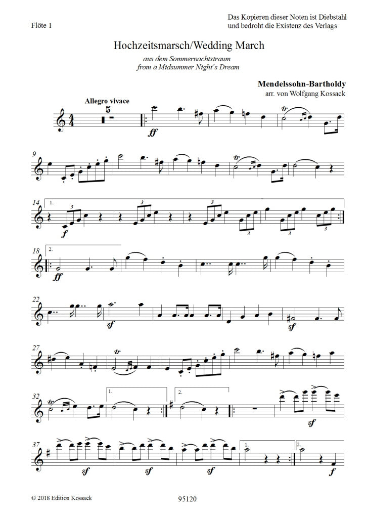 Mendelssohn: Wedding March from A Midsummer Night's Dream (arr. for flute quartet)