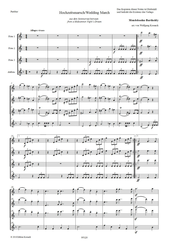 Mendelssohn: Wedding March from A Midsummer Night's Dream (arr. for flute quartet)