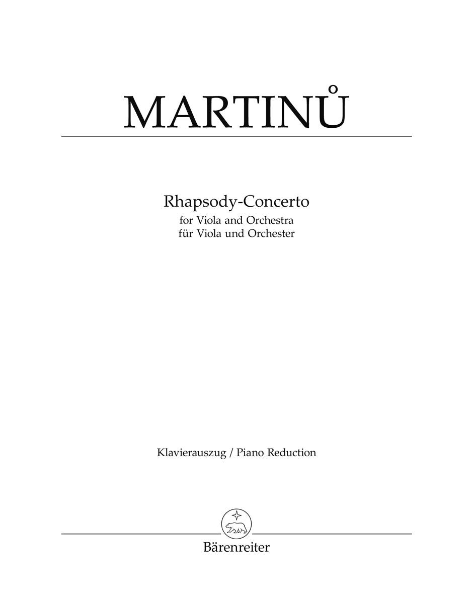 Martinů: Rhapsody-Concerto
