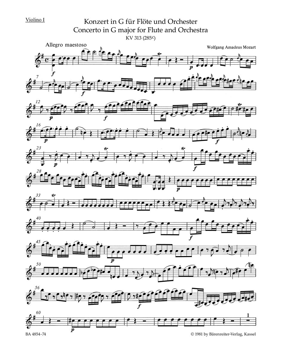 Mozart: Flute Concerto No. 1 in G Major, K. 313 (285c)