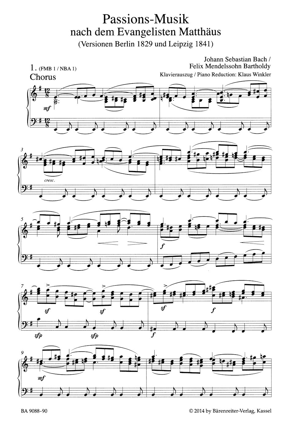 Bach-Mendelssohn: St Matthew Passion, BWV 244