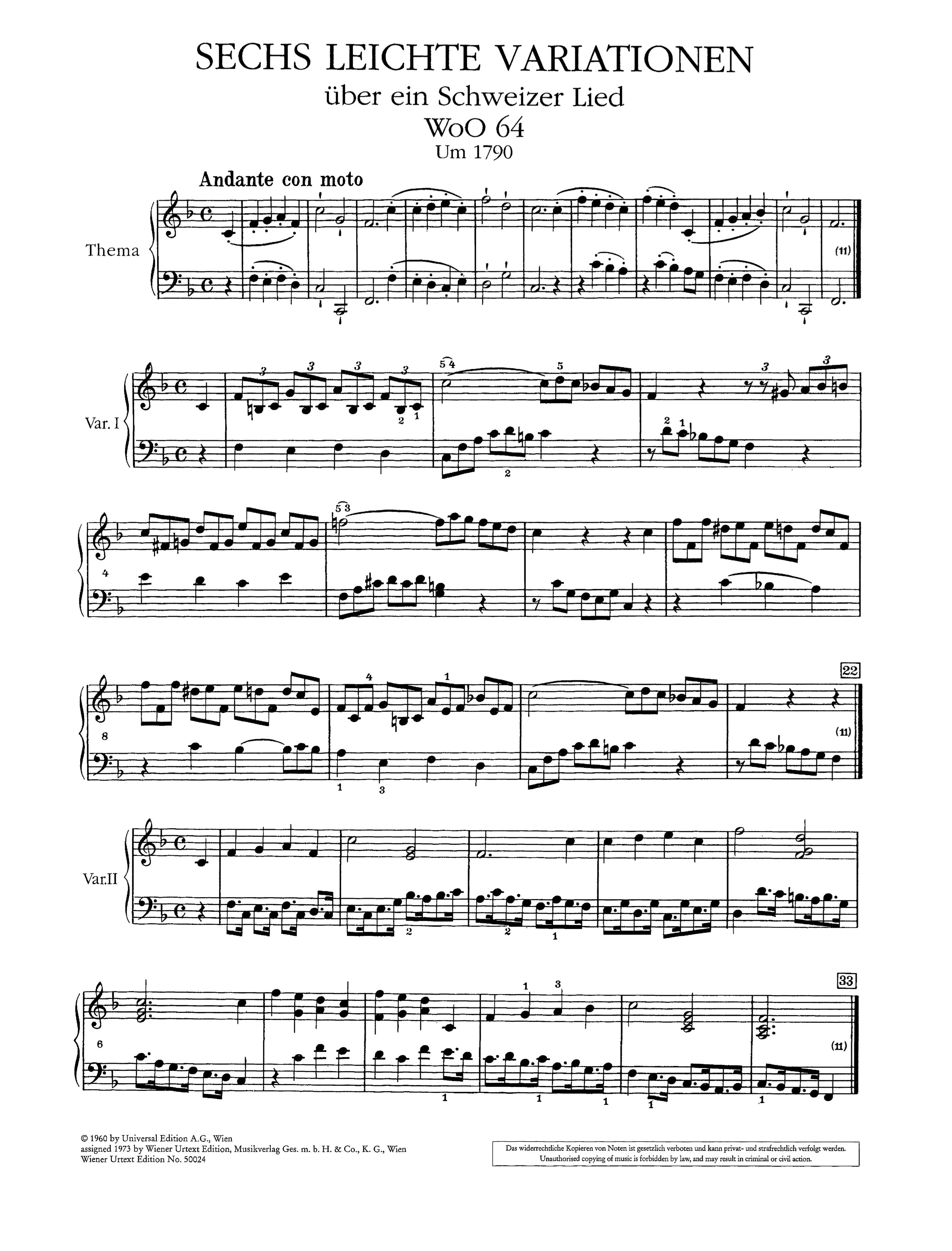 Beethoven: Variations for Piano - Volume 1 – Ficks Music