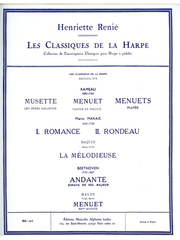 Les Classiques de la Harpe - Volume 1