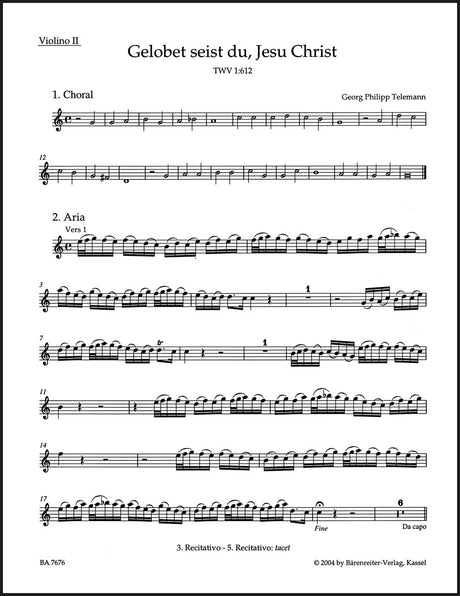 Telemann: Gelobet seist du Jesu Christ, TWV 1:612