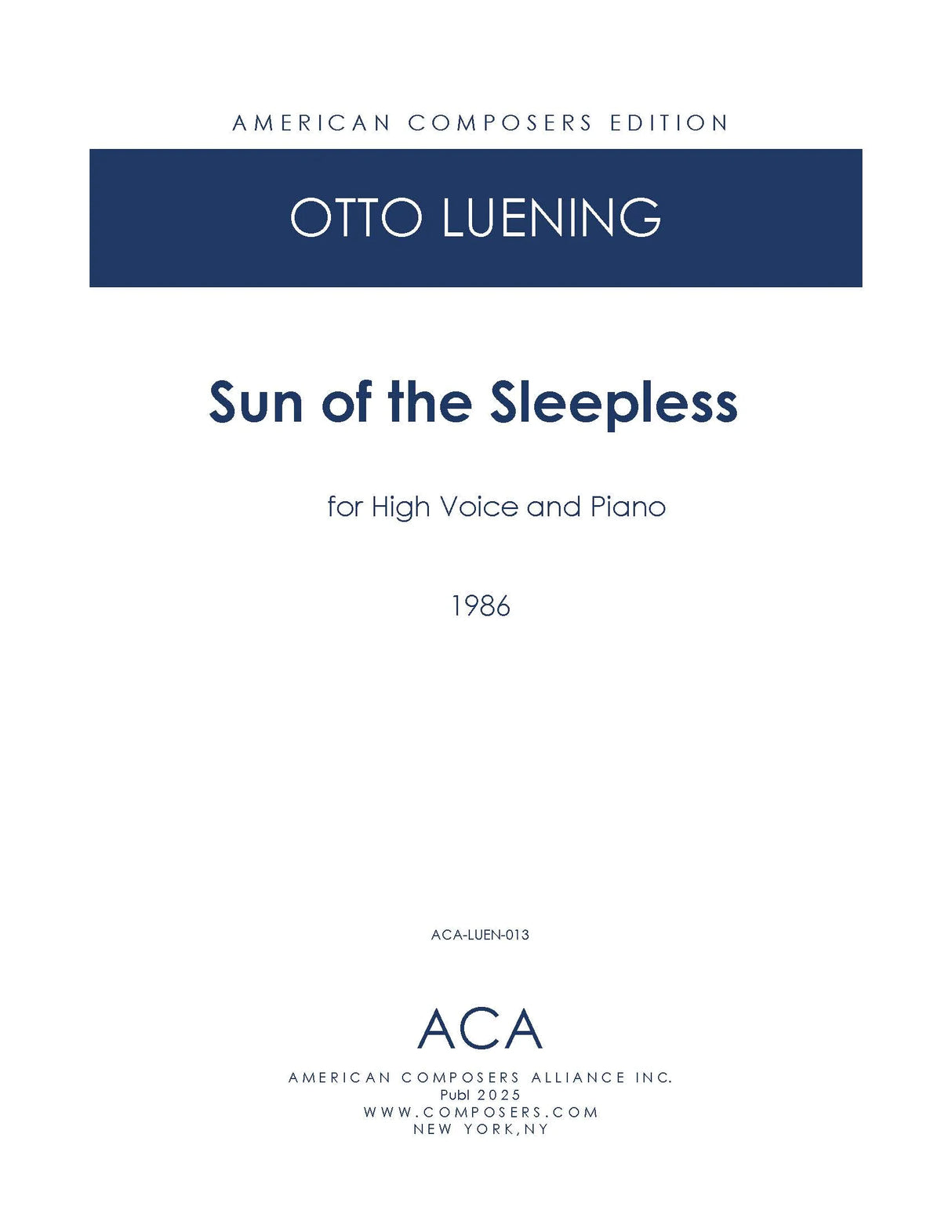 Luening: Sun of the Sleepless