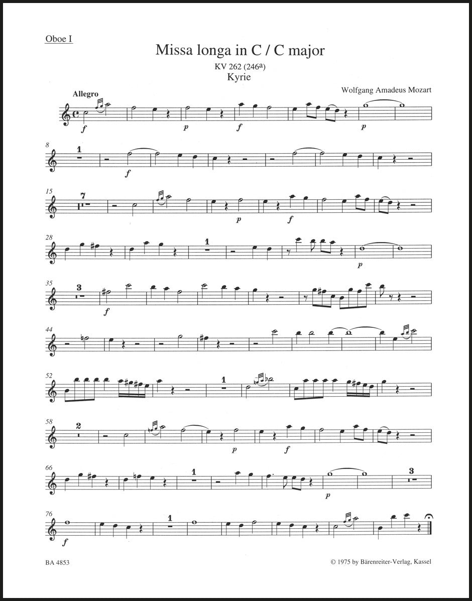 Mozart: Missa longa in C Major, K. 262 (256a)