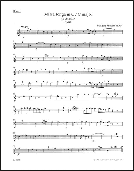 Mozart: Missa longa in C Major, K. 262 (256a)