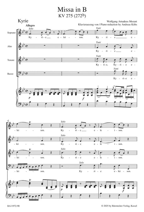 Mozart: Missa brevis in B-flat Major, K. 275 (272b)